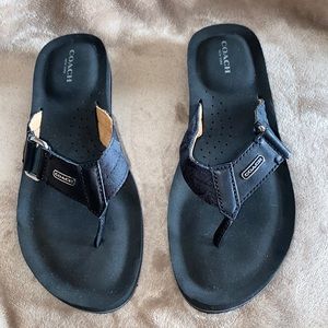 Coach, black flip flops, size 8